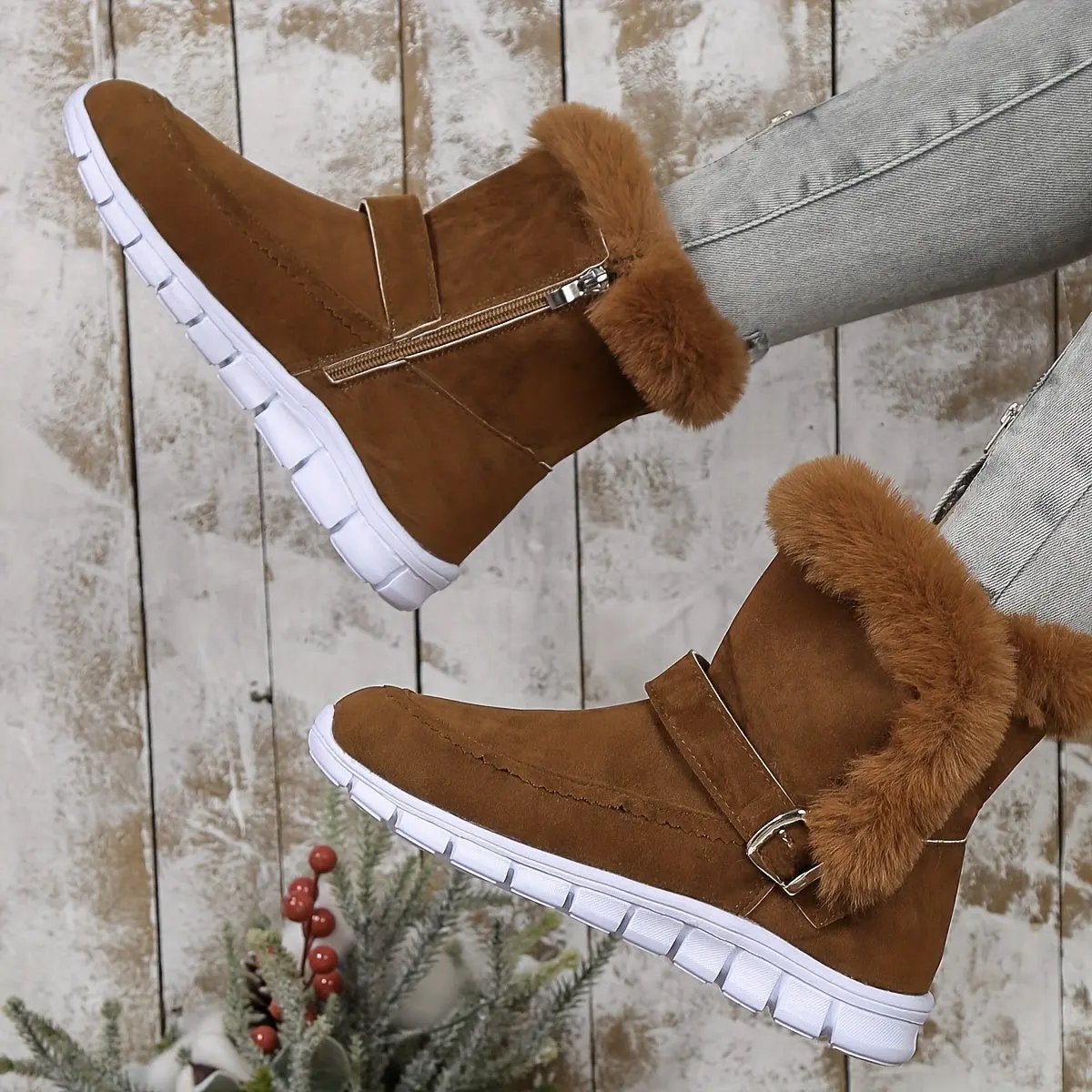 Nora | Cozy Plush-Trimmed Winter Boots by My Store