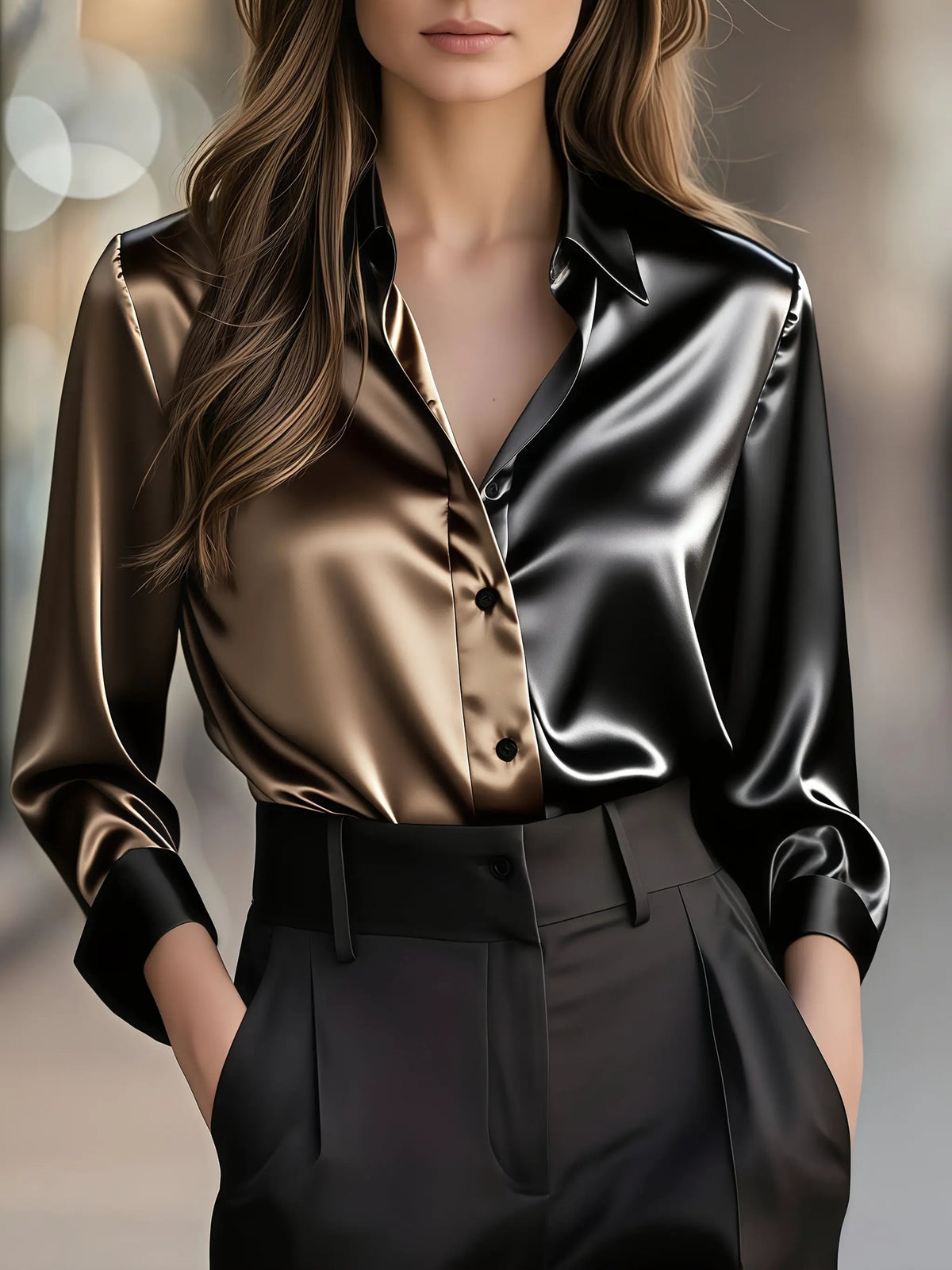 Helene | Refined Color-Block Blouse by My Store