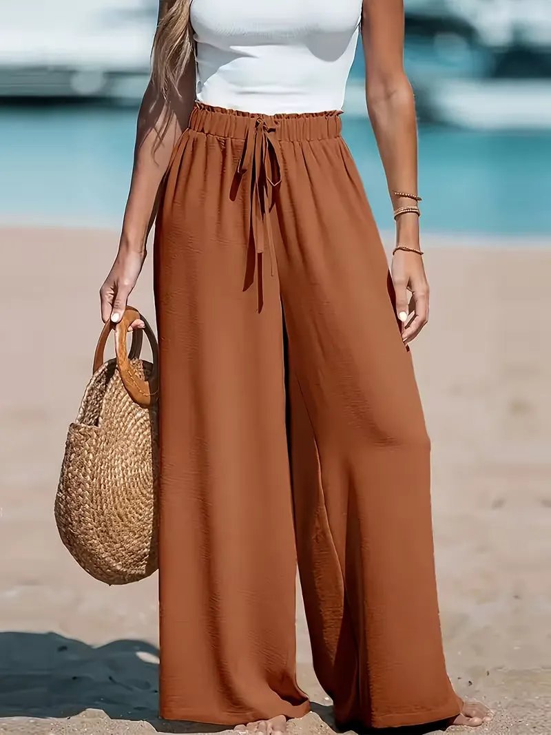 Women's Casual High-Waist Wide-Leg Trousers by Bellmaren