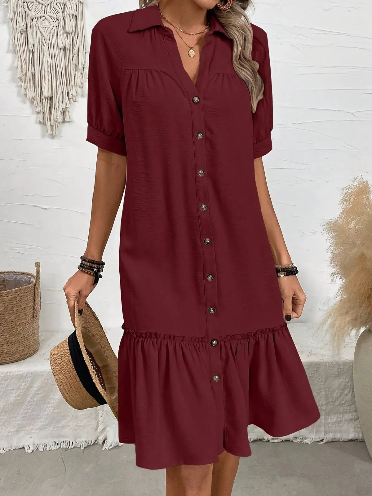 Maevelle | Buttoned Boho Midi Dress by My Store