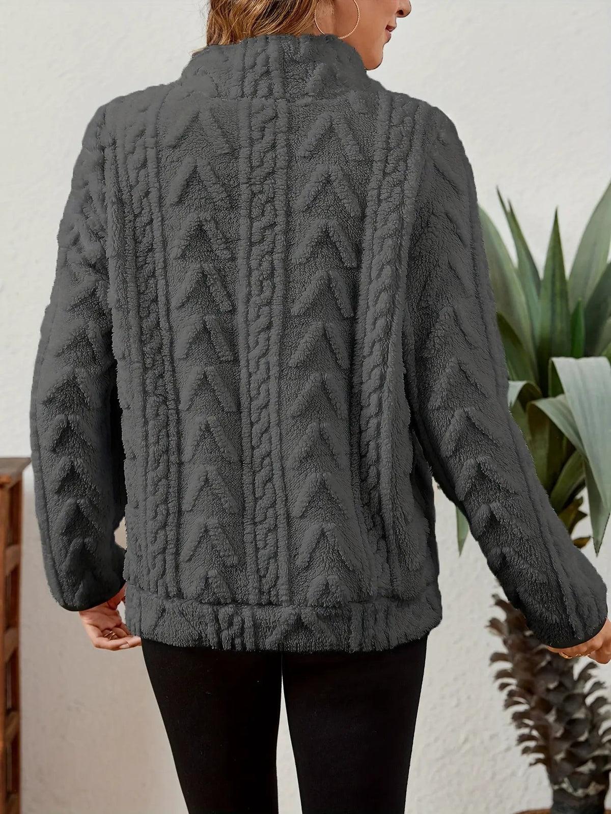 Textured Women's Half Zip Pullover Kangaroo Pocket-Women's Sweaters-Bellmaren-Burgundy-S-My Store
