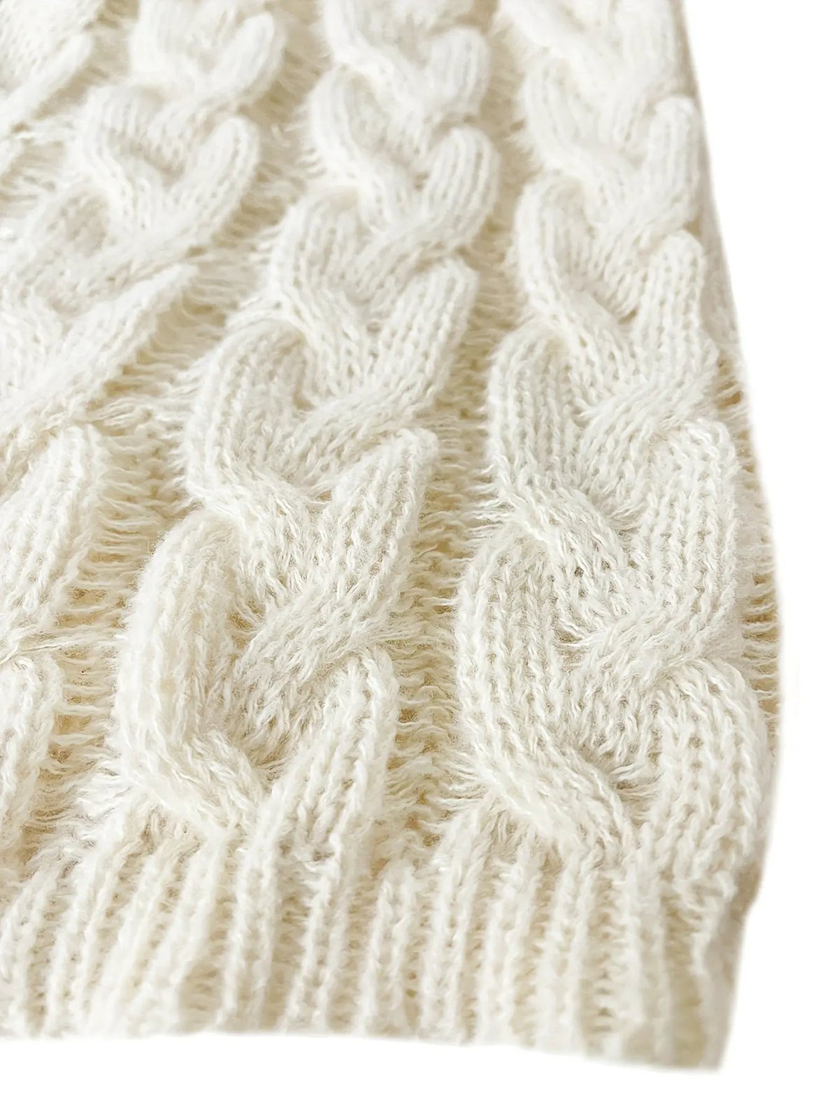 Women's Relaxed Cable-Knit V-Neck Jumper-Women's Sweaters-Bellmaren-Beige-2XL-My Store