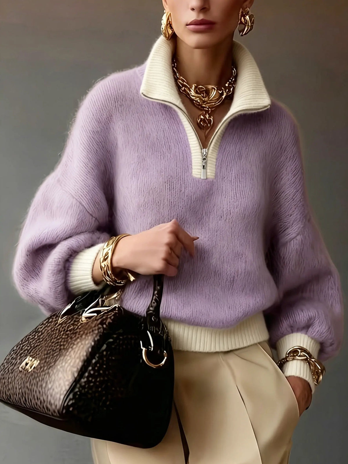 Cecily | Relaxed Half-Zip Sweater by My Store