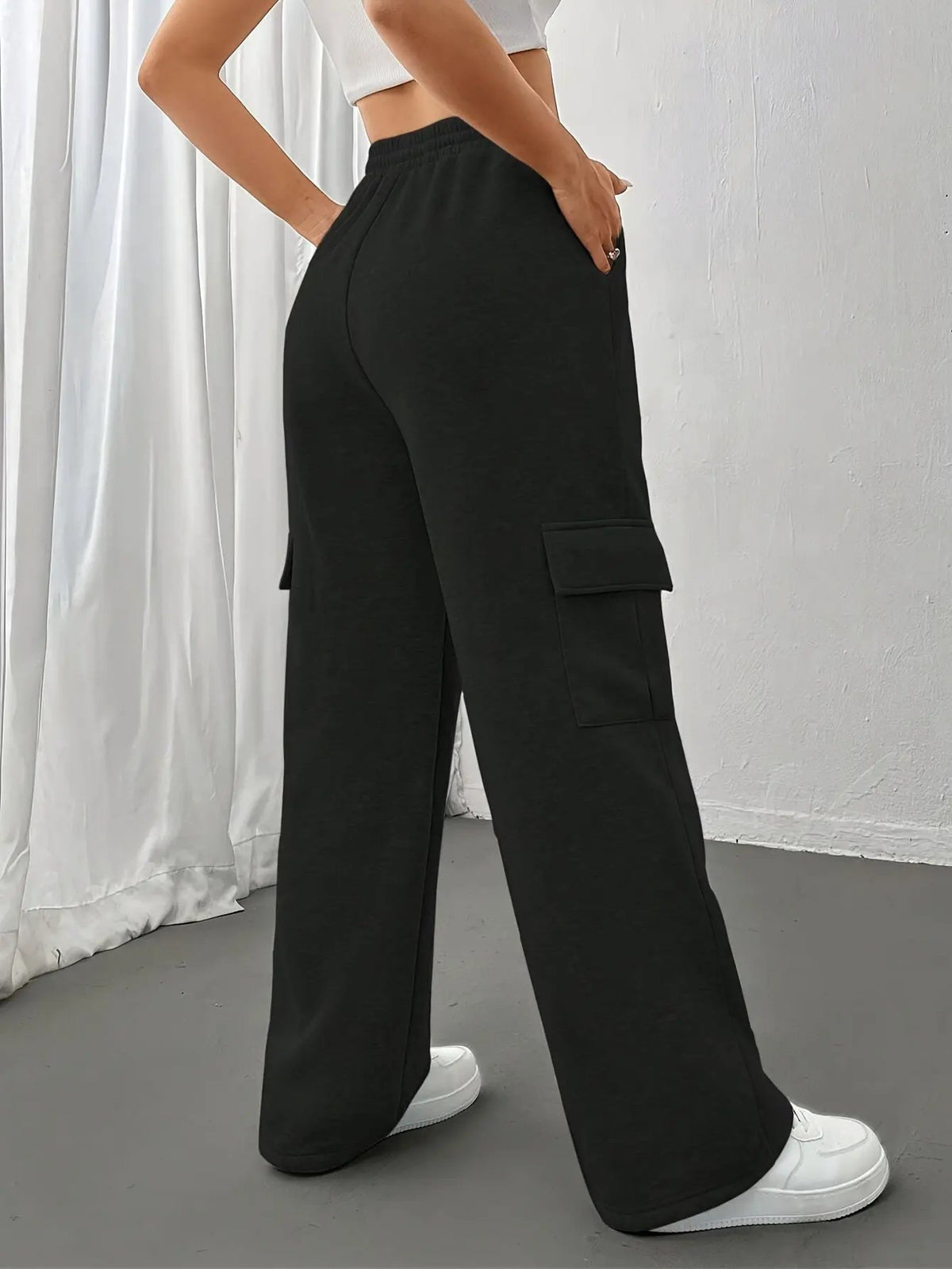 Women's Relaxed Cargo Sweatpants with Deep Pockets-Women's Trousers-Bellmaren-Light Grey-S-My Store