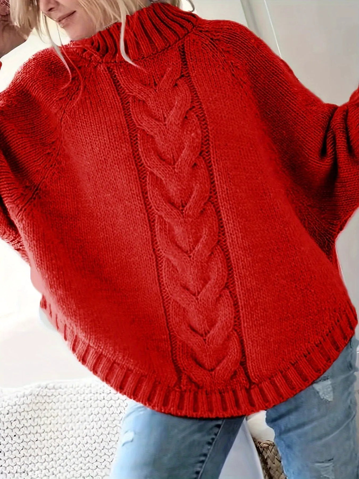 Women's Cable-Knit High-Neck Jumper - Relaxed Fit-Women's Sweaters-Bellmaren-Dark Gray-S-My Store