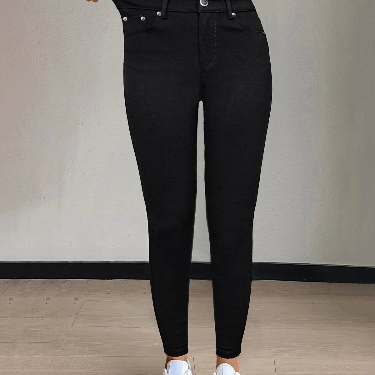 Women's High-Waist Skinny Jeans with Gentle Stretch-Women's Jeans-Bellmaren-Black-S-My Store