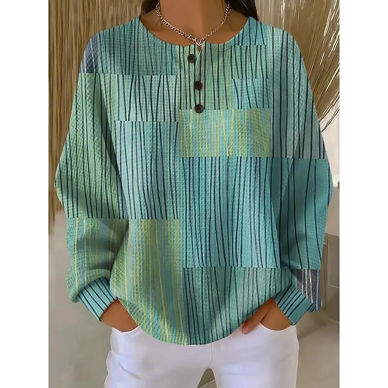 Melody | Button-Neck Print Sweatshirt by Bellmaren