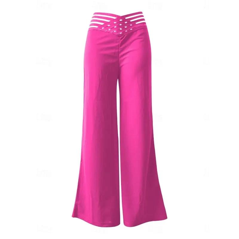 Women's High-Waist Wide-Leg Trousers with Stretch Fit-Women's Trousers-Bellmaren-Royal Blue-S-My Store
