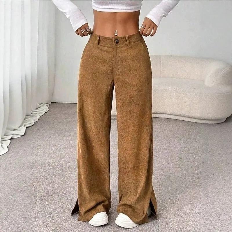 Women's High-Waist Wide-Leg Trousers for Smart-Casual Wear-Women's Trousers-Bellmaren-Turmeric-XS-My Store