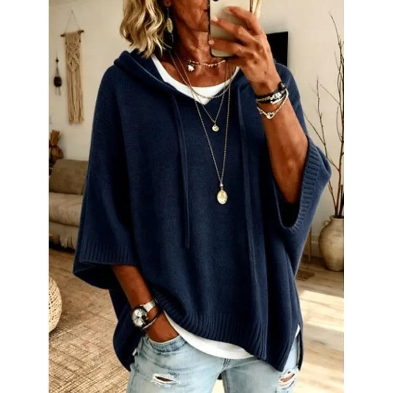 Women's Relaxed Hooded Sweater with Adjustable Drawstring by Bellmaren