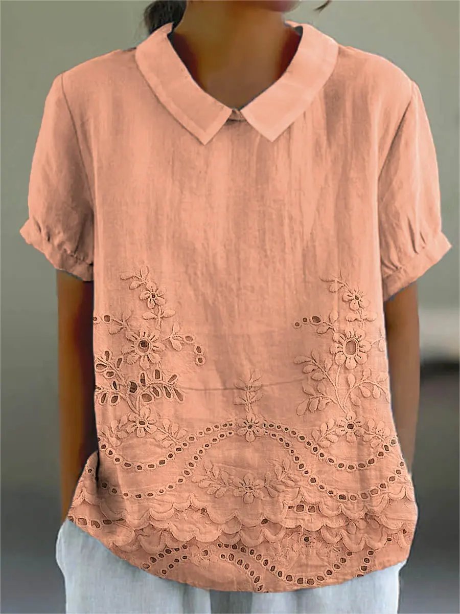 Holly | Elegant Floral Embroidered Shirt by Bellmaren
