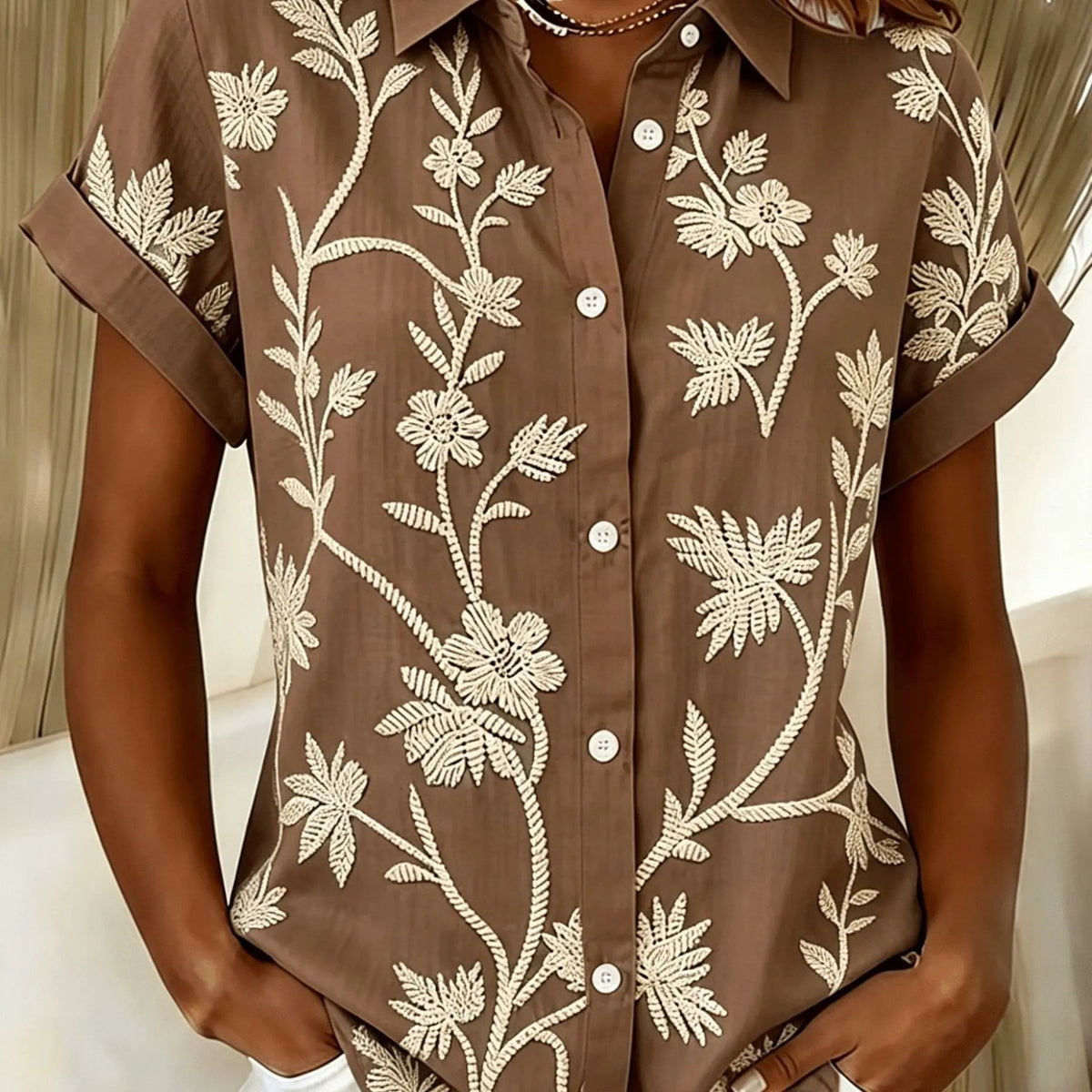 Regina | Botanical Print Shirt by My Store