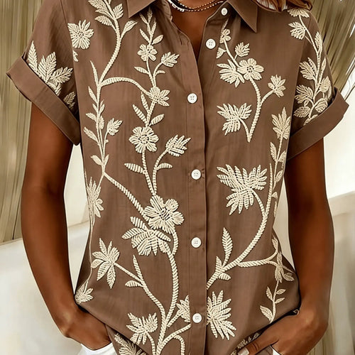 Regina | Botanical Print Shirt by My Store