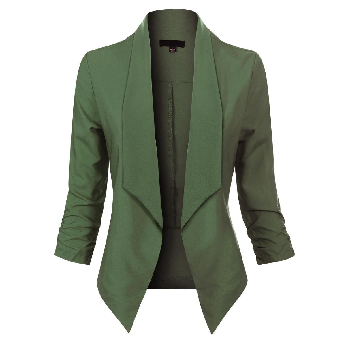 Women's Open-Front Draped Blazer With Gathered Sleeves by Bellmaren