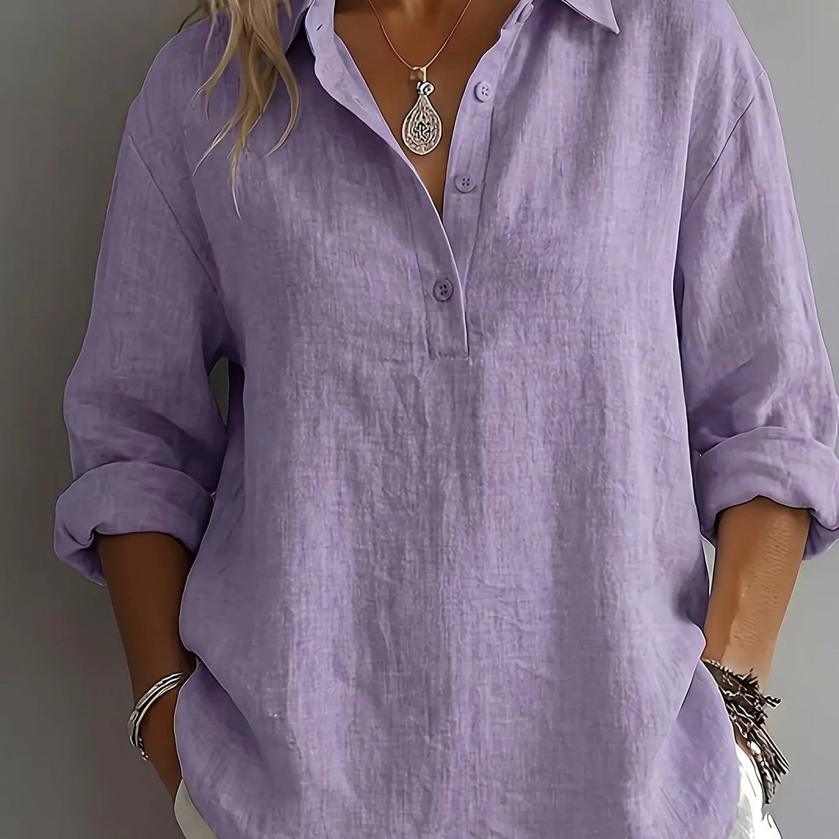 Freya | Relaxed Collared Blouse by Bellmaren