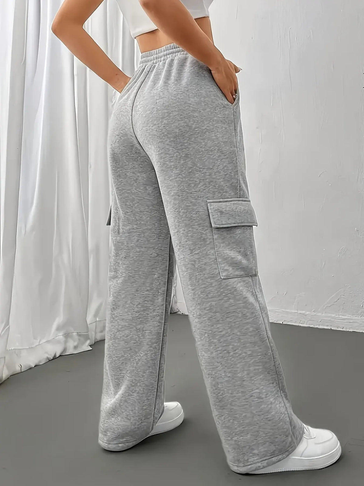 Women's Relaxed Cargo Joggers With Drawstring Waist-Women's Joggers-Bellmaren-Grey-S-My Store