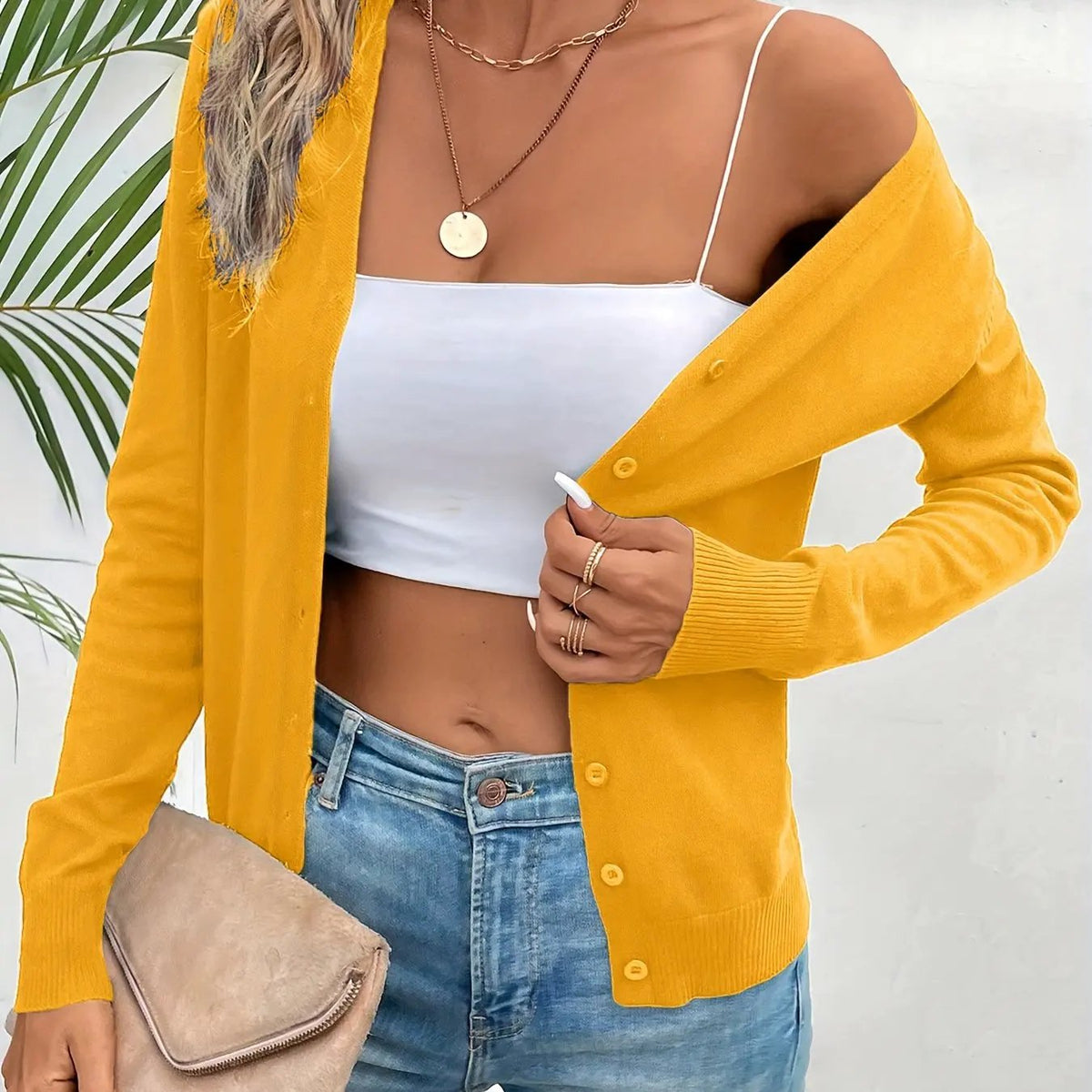 Women's Lightweight Cardigan with Classic Button-Front Closure by Bellmaren