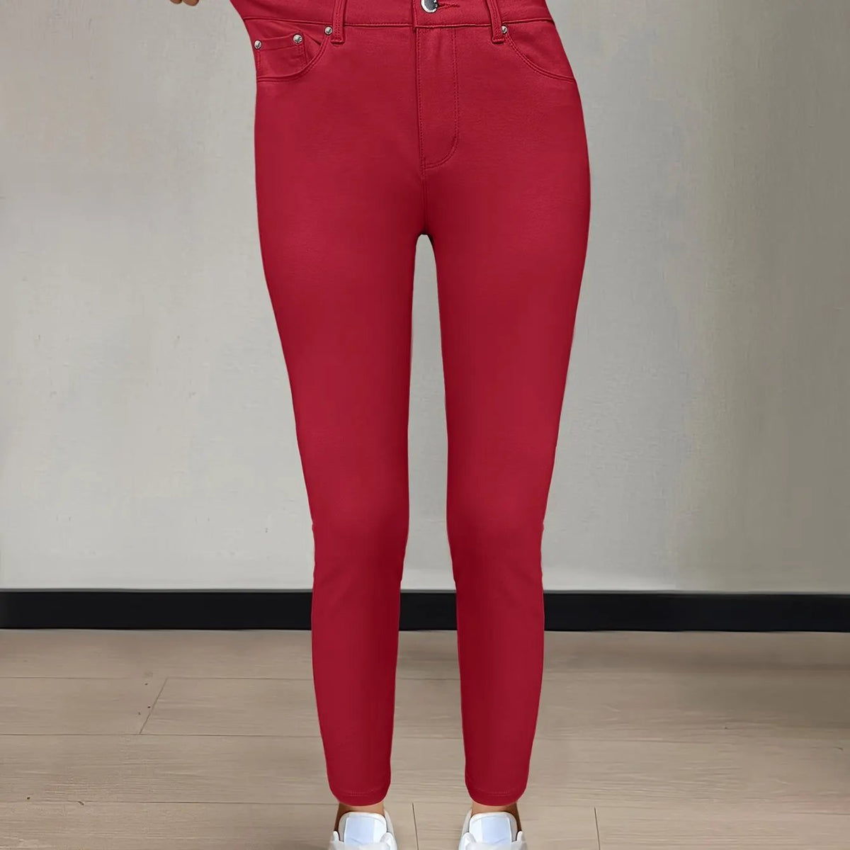 Women's High-Waist Skinny Jeans with Gentle Stretch-Women's Jeans-Bellmaren-Red-S-My Store