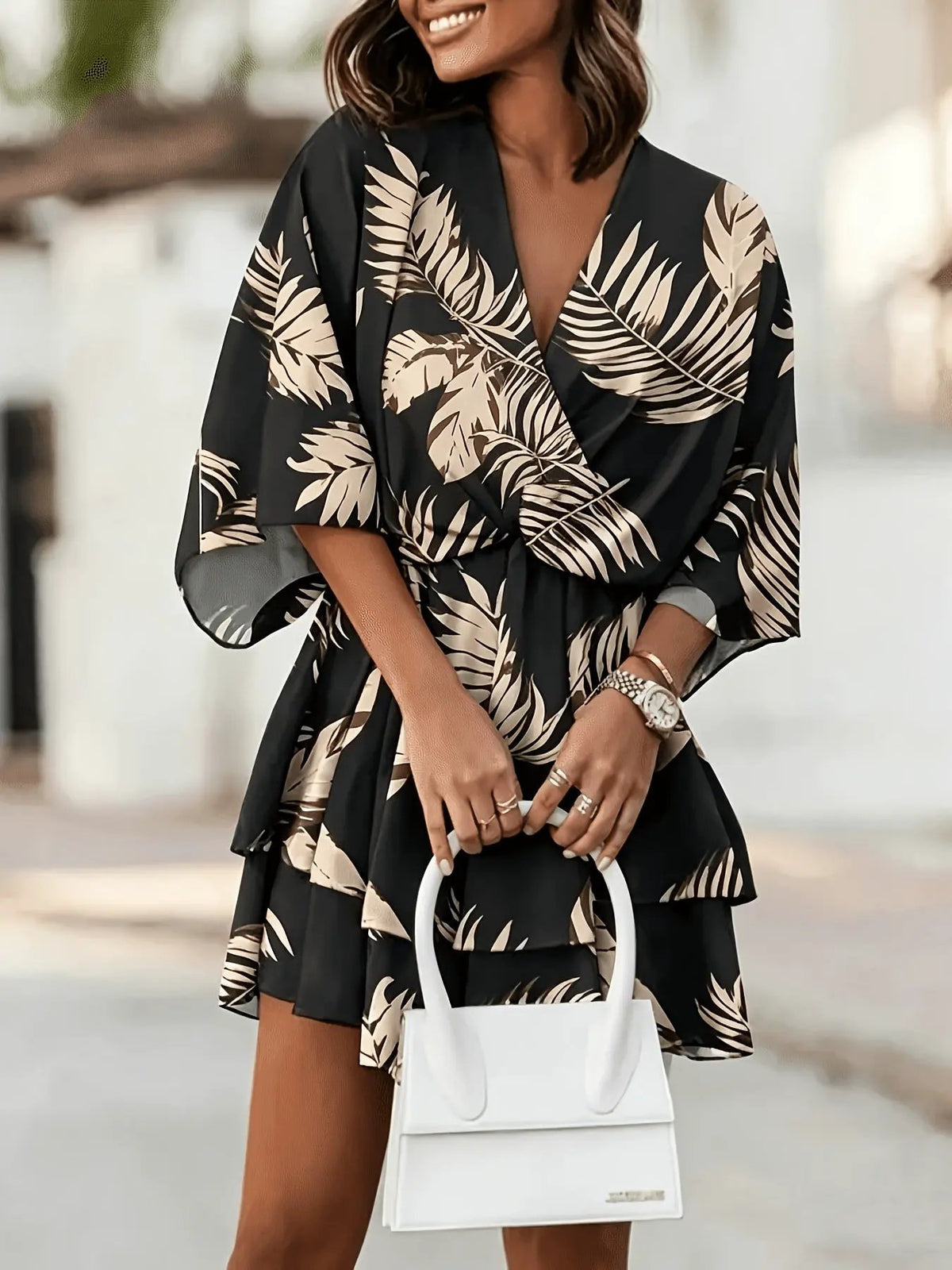 Rosanna | Flowing Batwing Wrap Dress by My Store