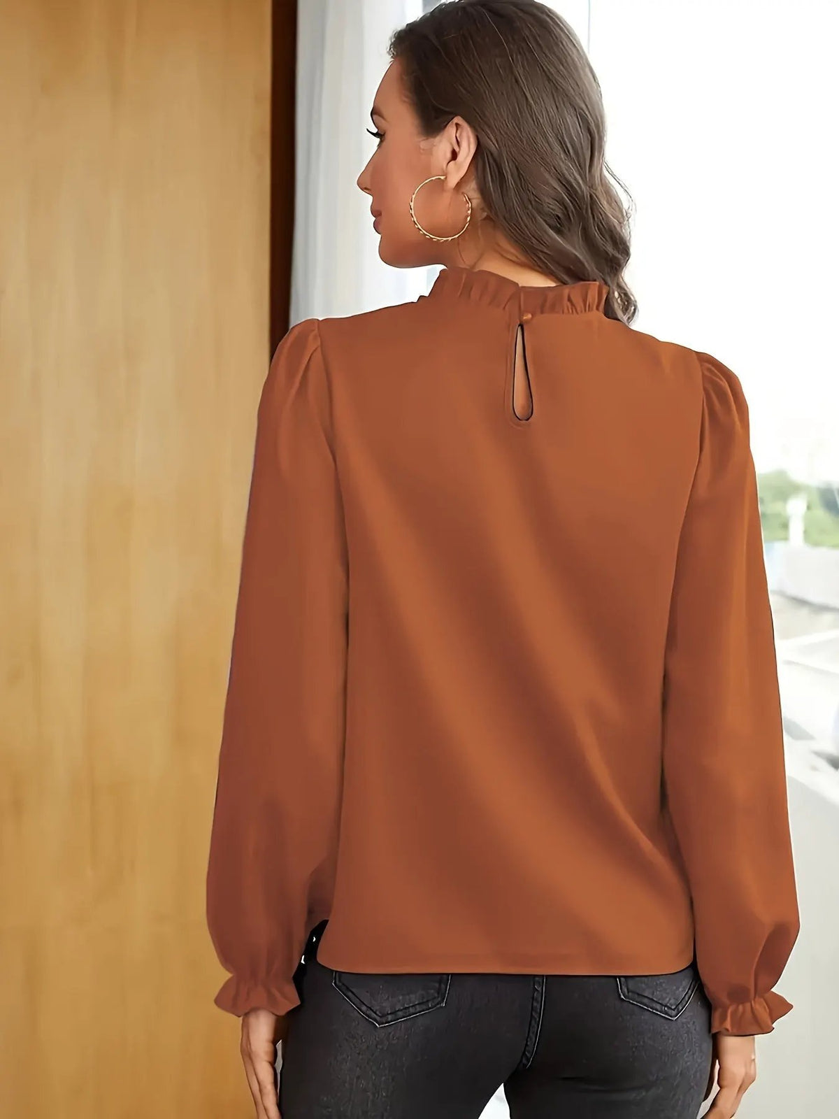Tamsin | Ruffled High-Neck Puff Sleeve Blouse by My Store