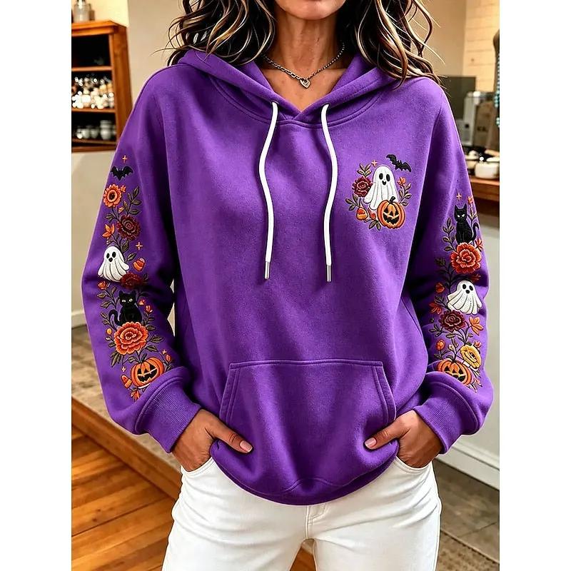 Women's Relaxed Fit Drawstring Hoodie With Pocket-Women's Hoodies-Bellmaren-Purple-S-My Store