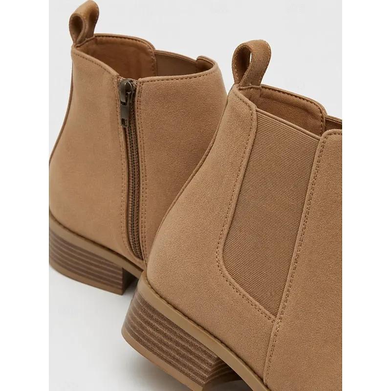Women's Pointed-Toe Block Heel Ankle Boots for Workwear-Women's Shoes-Bellmaren-Khaki-4-My Store