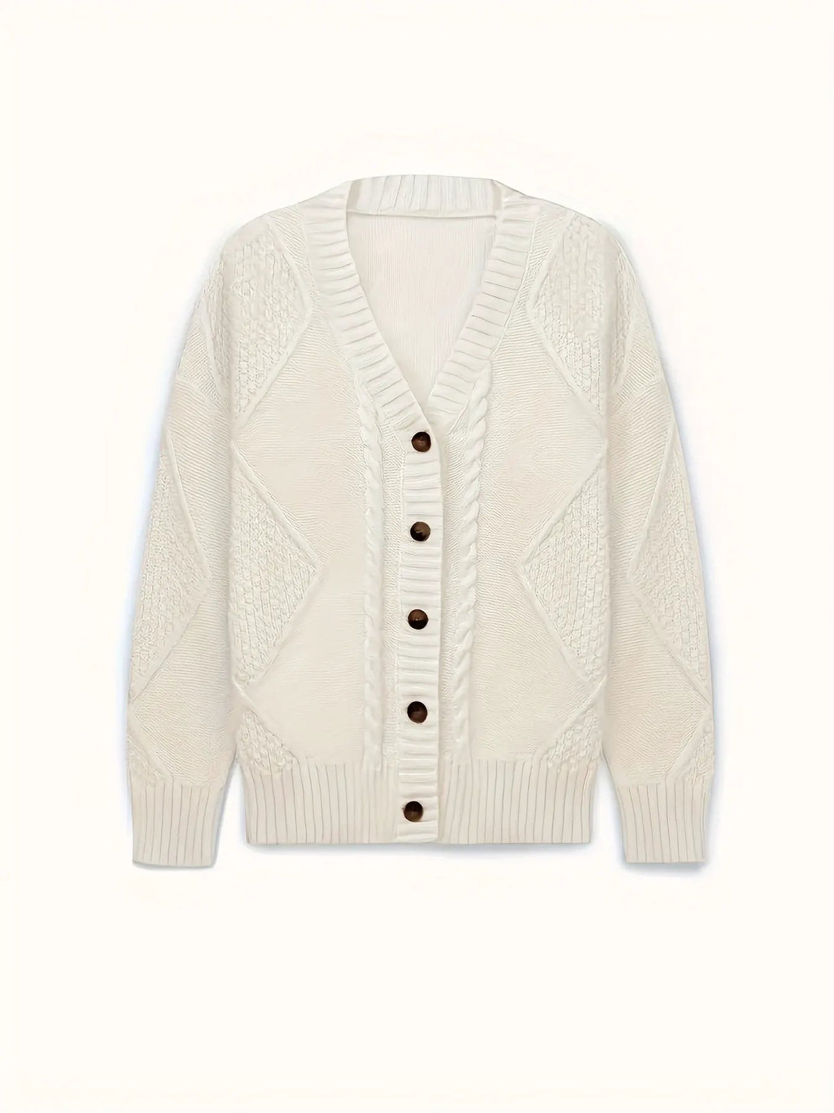 Women's Cable Knit Button Cardigan Relaxed Fit-Women’s Cardigans-Bellmaren-Pink-S-My Store
