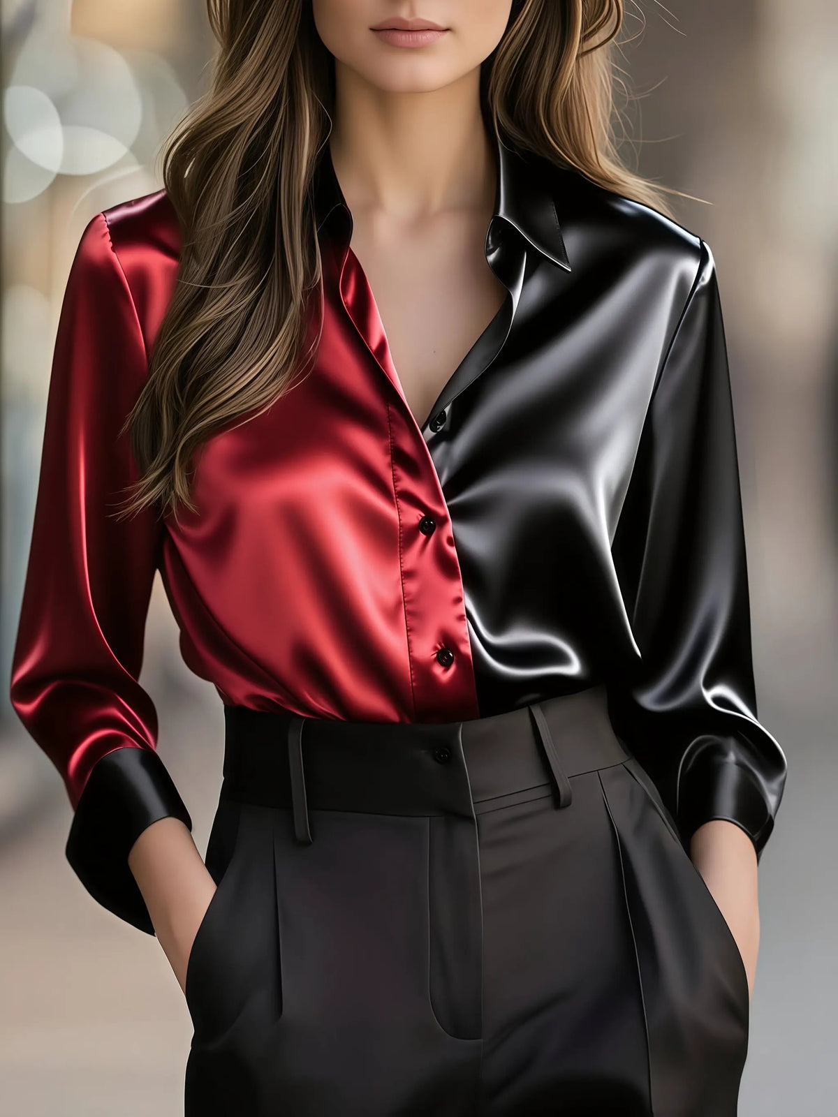 Helene | Refined Color-Block Blouse by My Store