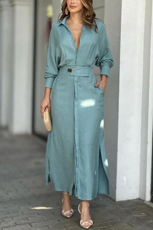 Women's Loose-Fit Ankle-Length Shirt Dress by Bellmaren