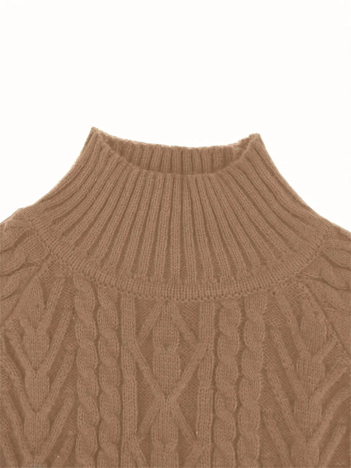 Women's Cable Knit Half Collar Sweater For Layering-Women's Sweaters-Bellmaren-Navy-S-My Store
