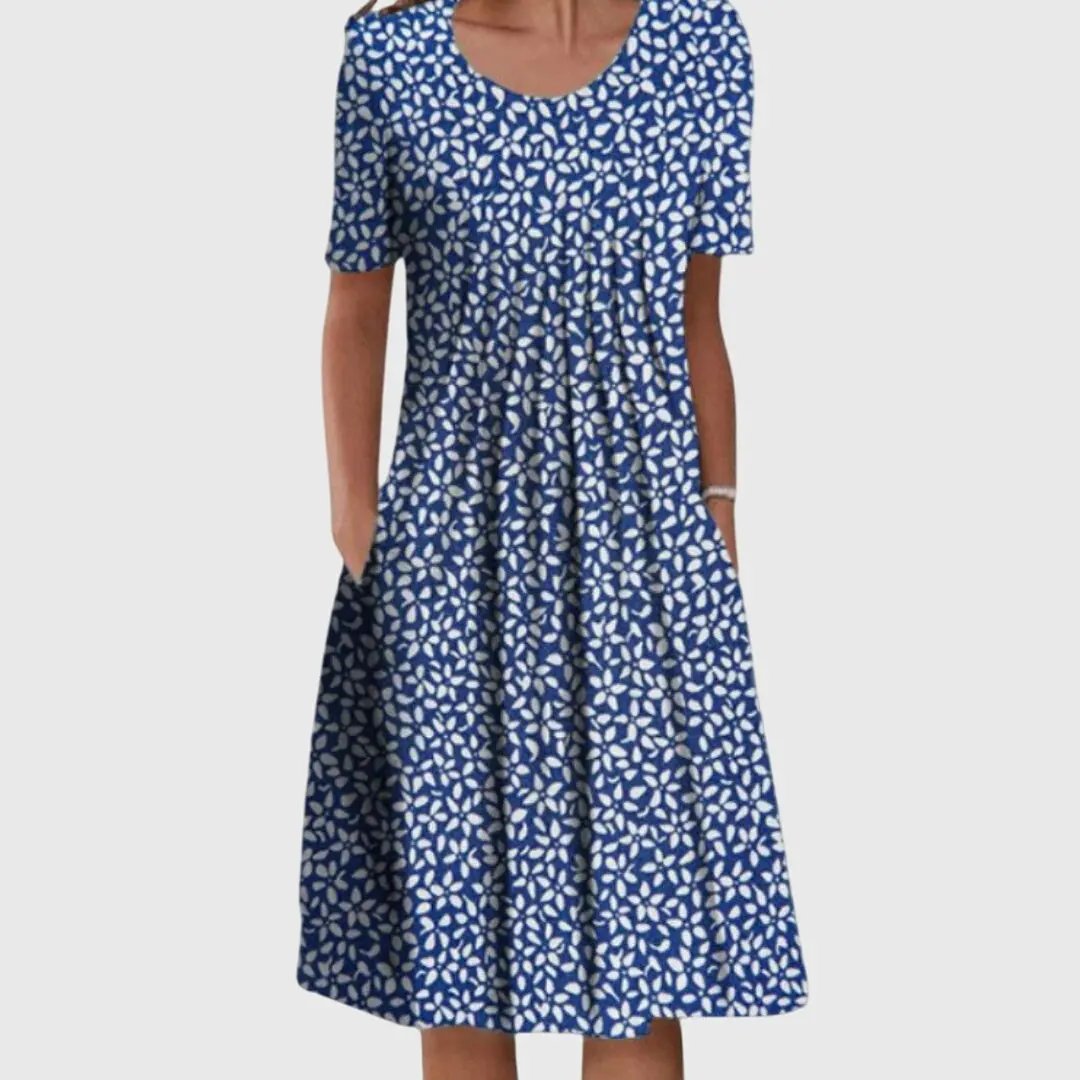 Women's Round Neck Printed Dress by Bellmaren