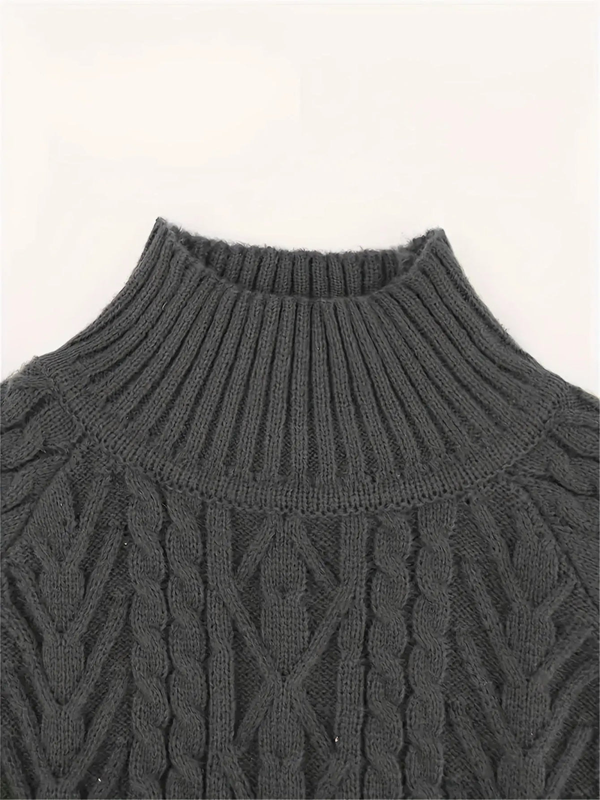 Women's Cable Knit Half Collar Sweater For Layering-Women's Sweaters-Bellmaren-Navy-S-My Store