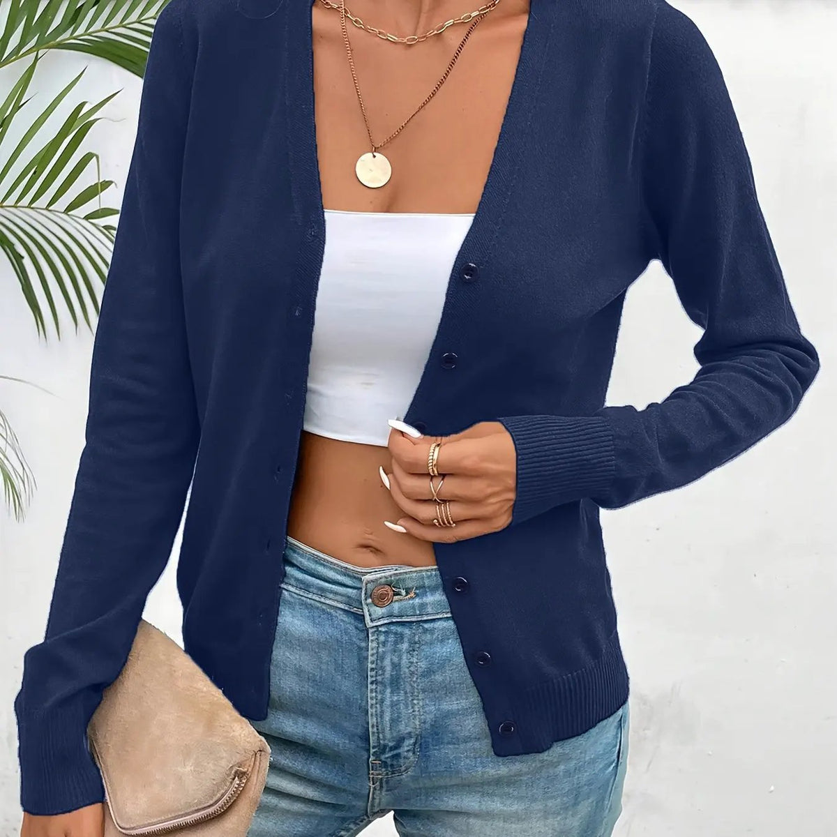 Women's Lightweight Cardigan with Classic Button-Front Closure by Bellmaren