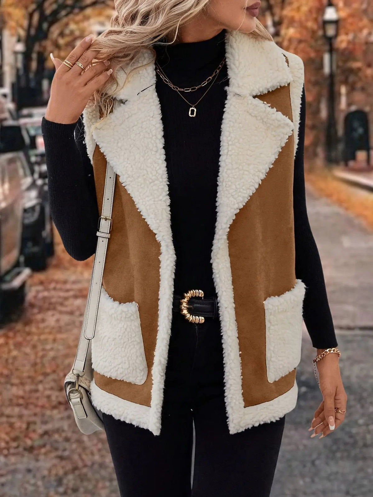Women's Warm Lined Lapel Collar Sleeveless Vest-Women's Vests-Bellmaren-Rust-S-My Store