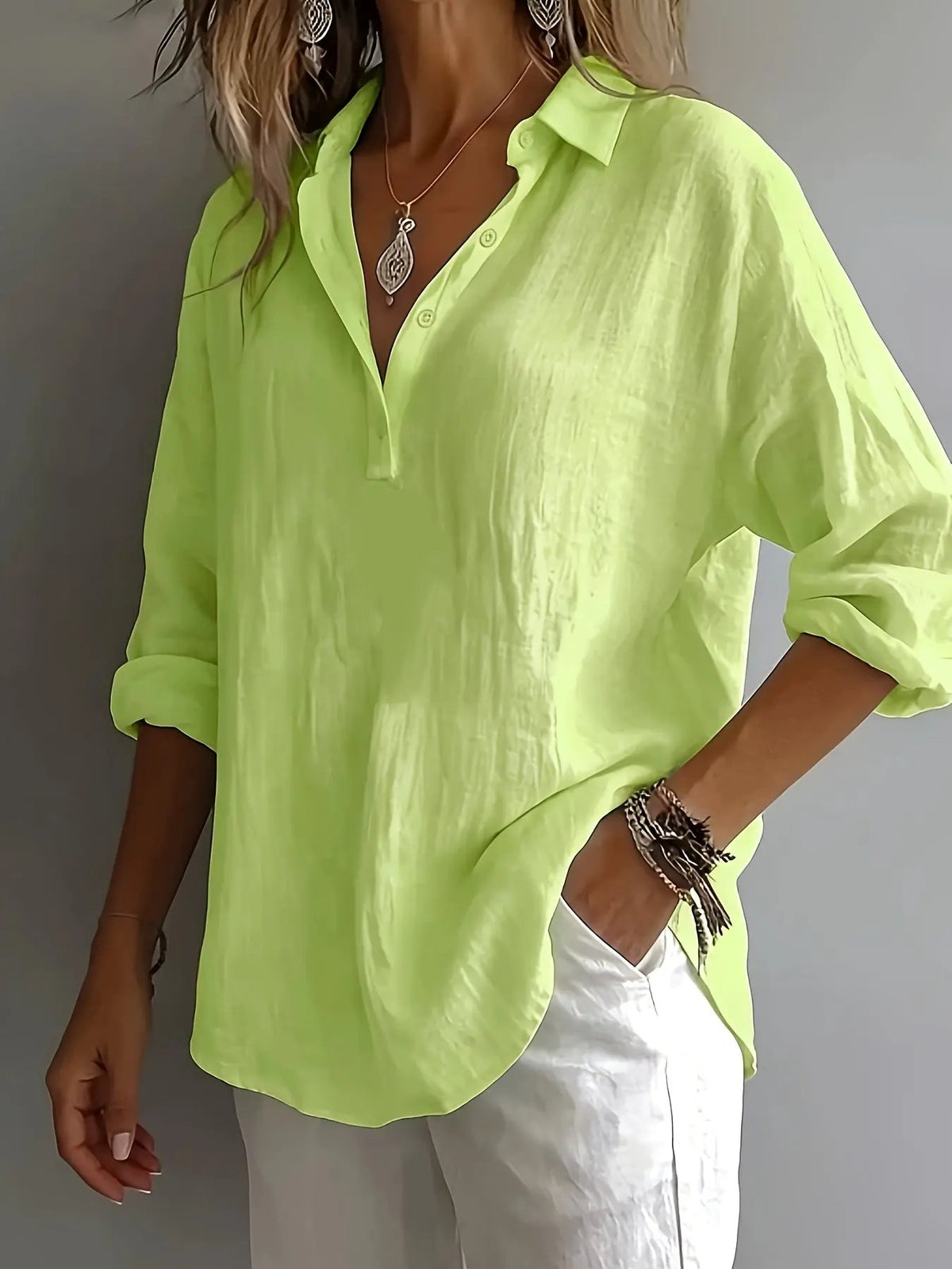 Freya | Relaxed Collared Blouse by Bellmaren