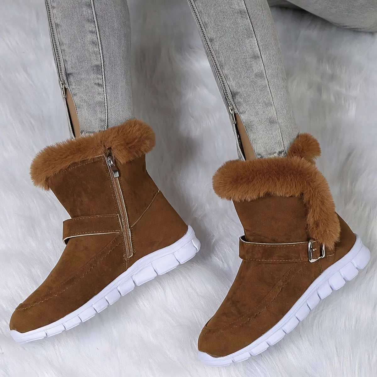 Nora | Cozy Plush-Trimmed Winter Boots by My Store