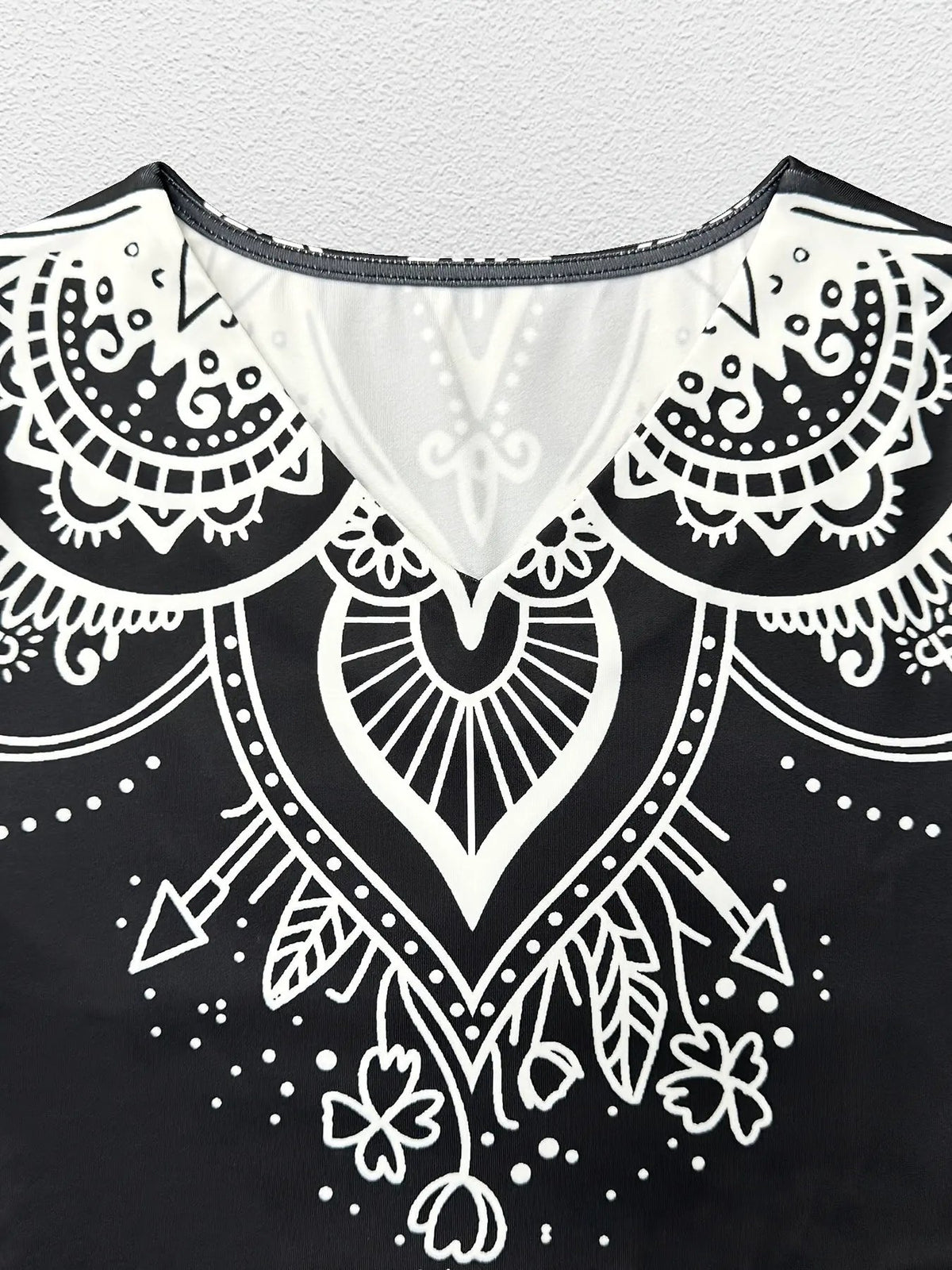 Women's Printed Flared Maxi Dress with Flowing Hem-Women's Dresses-Bellmaren-Black-S-My Store