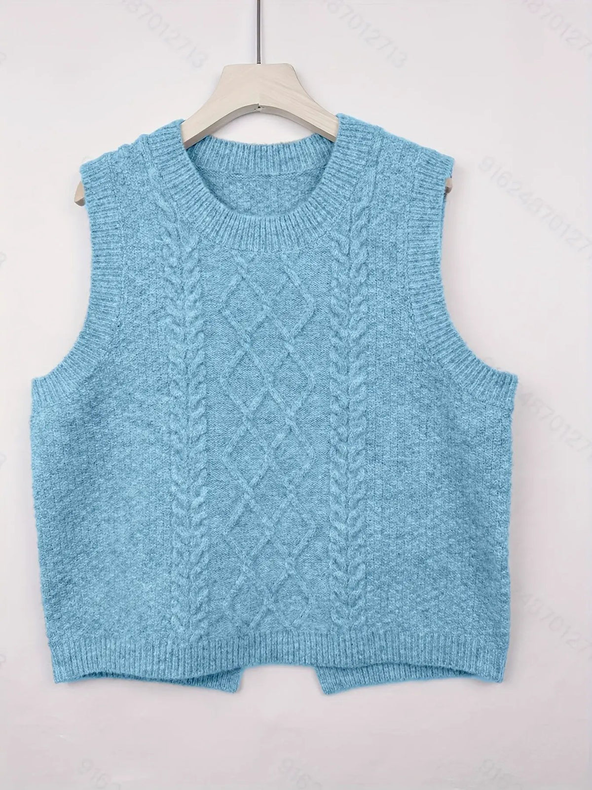 Women's Cable-Knit Sleeveless Vest / Collared Style-Women's Sweaters-Bellmaren-Yellowish-Brown-S-My Store
