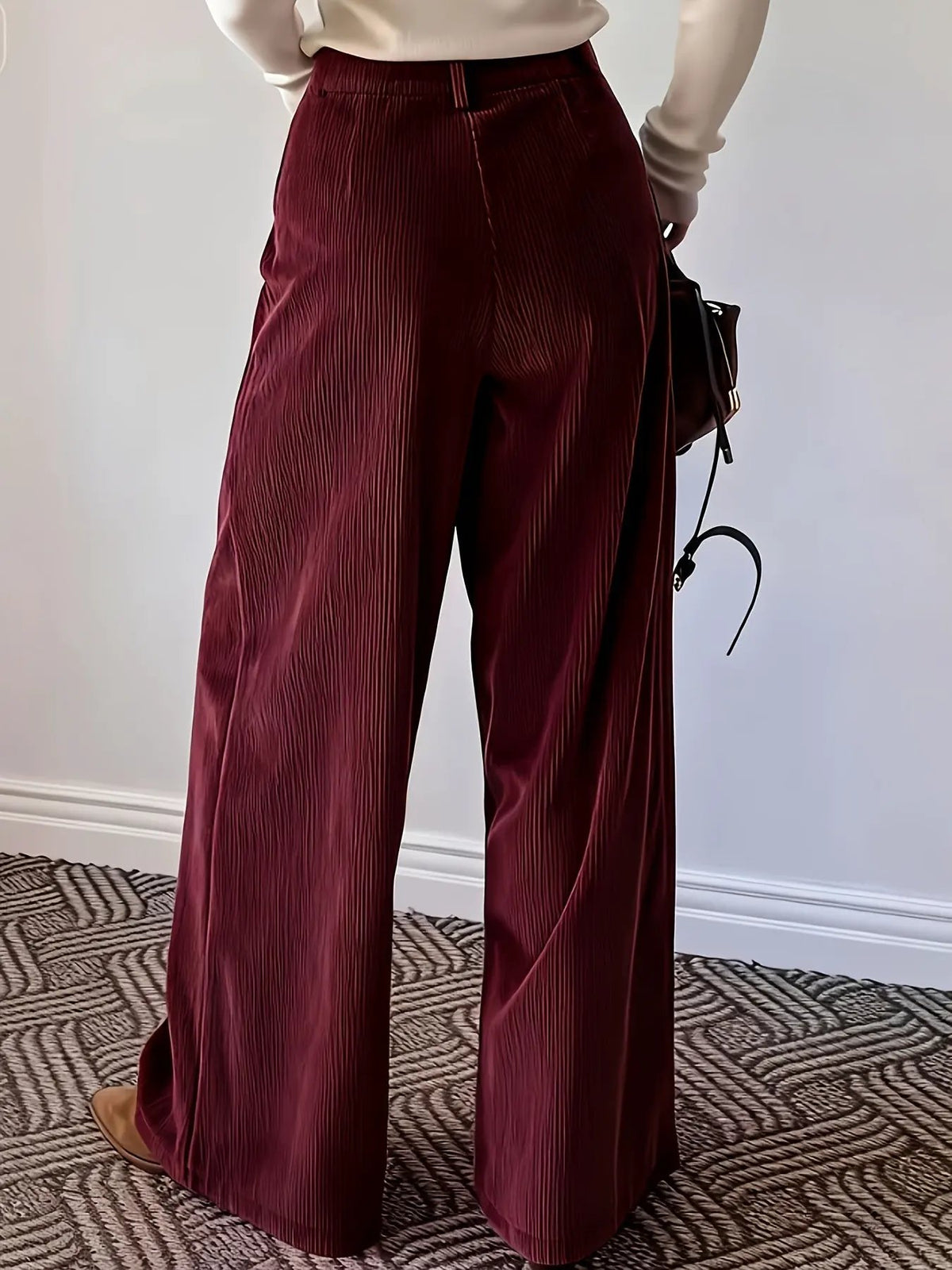 Women's Pleated Wide Leg Trousers Relaxed Fit-Women's Trousers-Bellmaren-Black-S-My Store