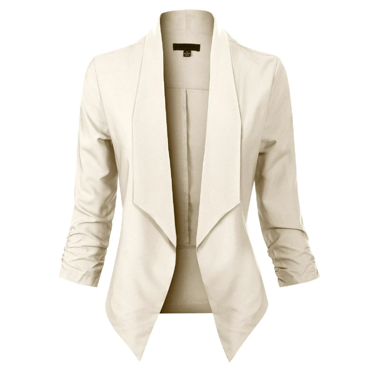 Women's Open-Front Draped Blazer With Gathered Sleeves by Bellmaren