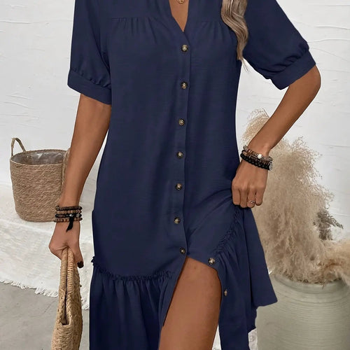 Maevelle | Buttoned Boho Midi Dress by My Store