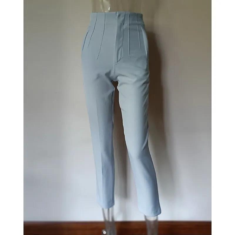 Women's High Waisted Tailored Trousers for Workwear-Women's Trousers-Bellmaren-Sky Blue-XS-My Store