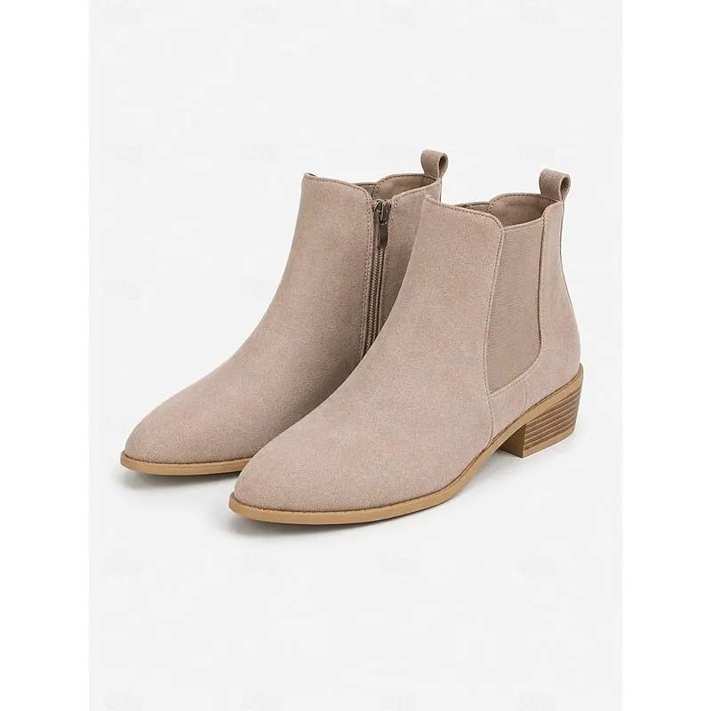 Women's Pointed-Toe Block Heel Ankle Boots for Workwear-Women's Shoes-Bellmaren-Gray-4-My Store