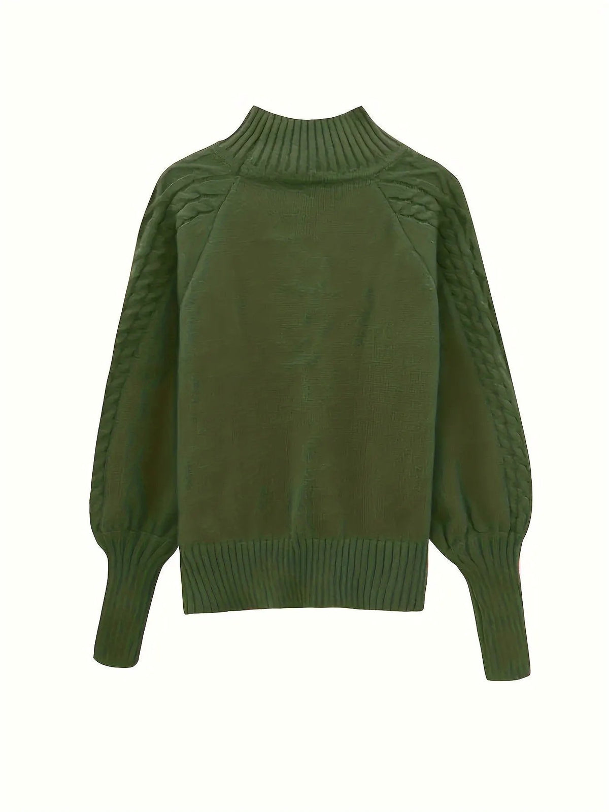 Women's Cable Knit Half Collar Sweater For Layering-Women's Sweaters-Bellmaren-Green-S-My Store