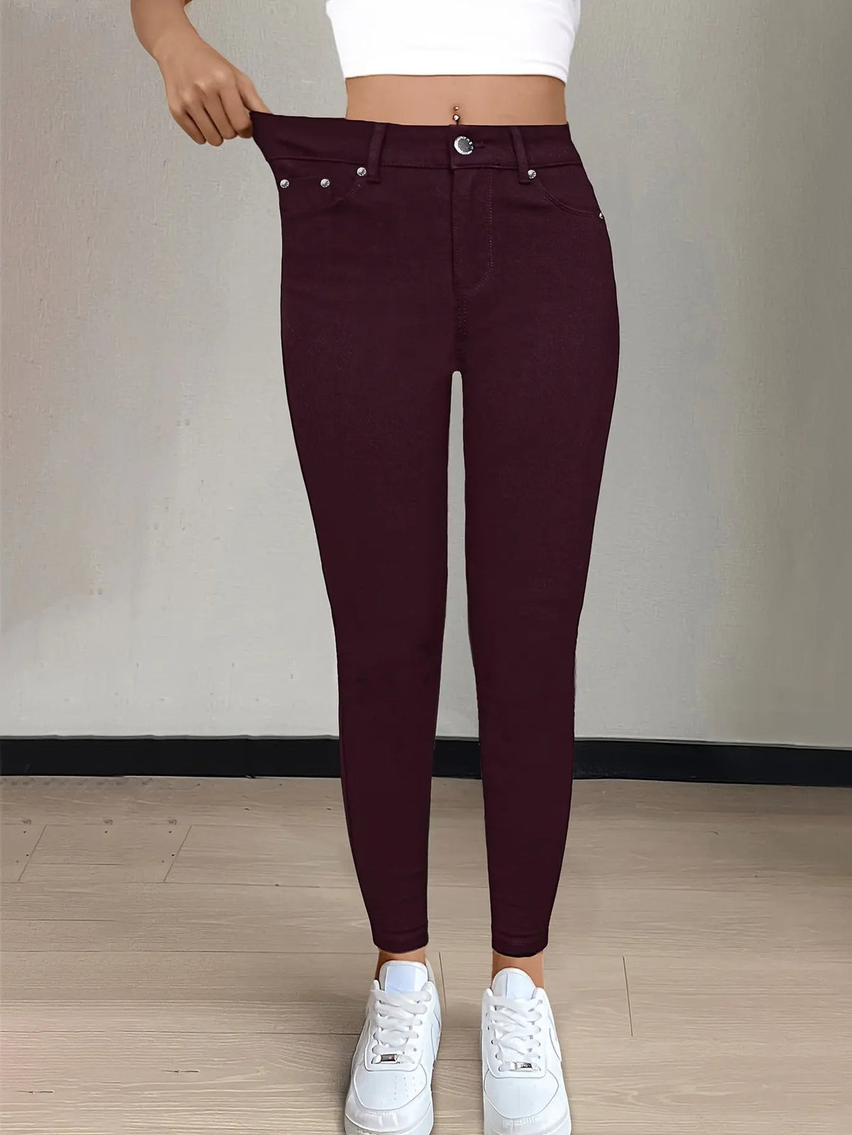 Women's High-Waist Skinny Jeans with Gentle Stretch-Women's Jeans-Bellmaren-Black-S-My Store