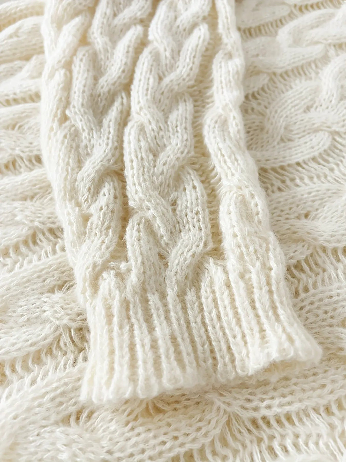 Women's Relaxed Cable-Knit V-Neck Jumper-Women's Sweaters-Bellmaren-Beige-2XL-My Store