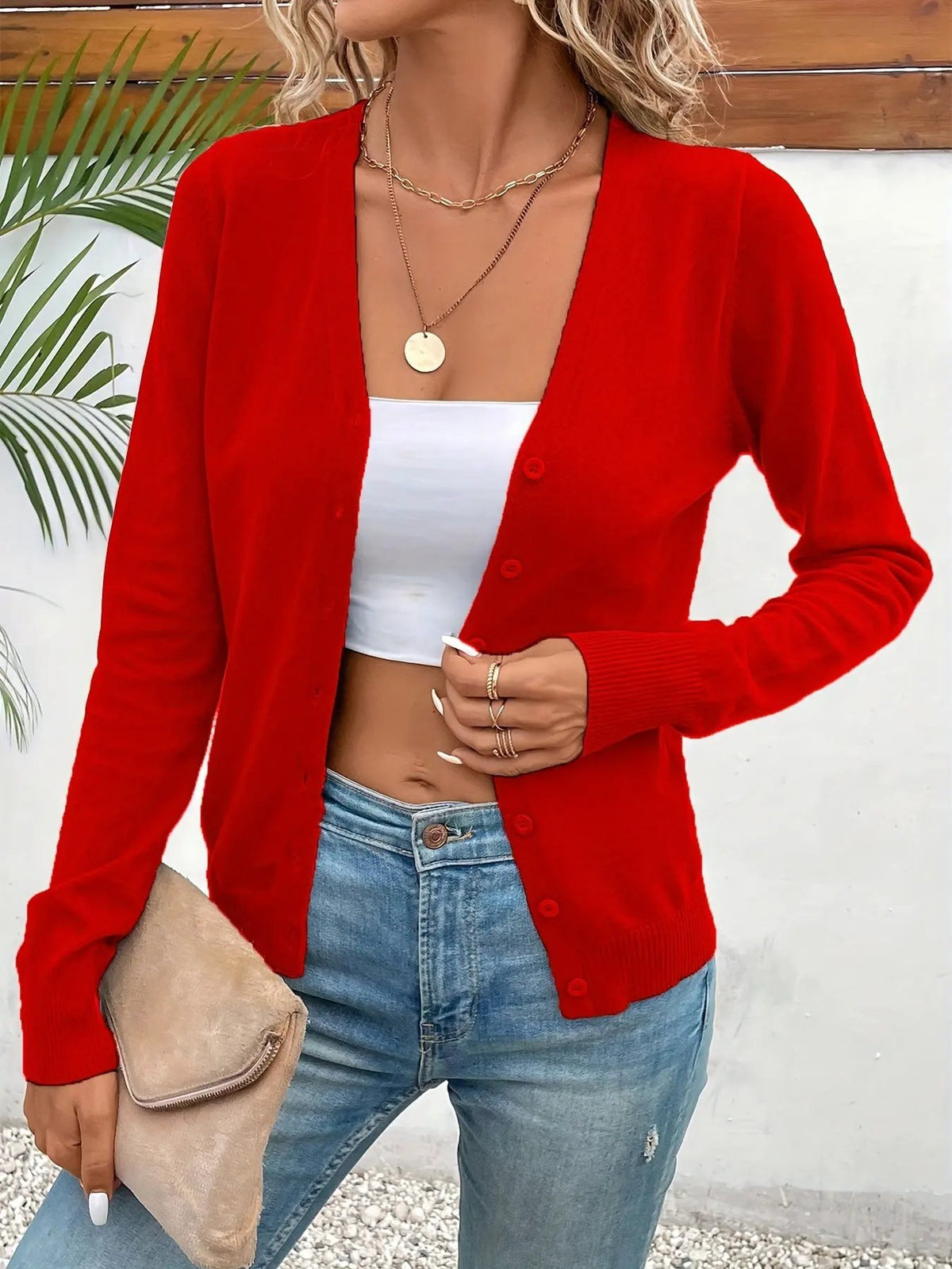 Women's Lightweight Cardigan with Classic Button-Front Closure by Bellmaren