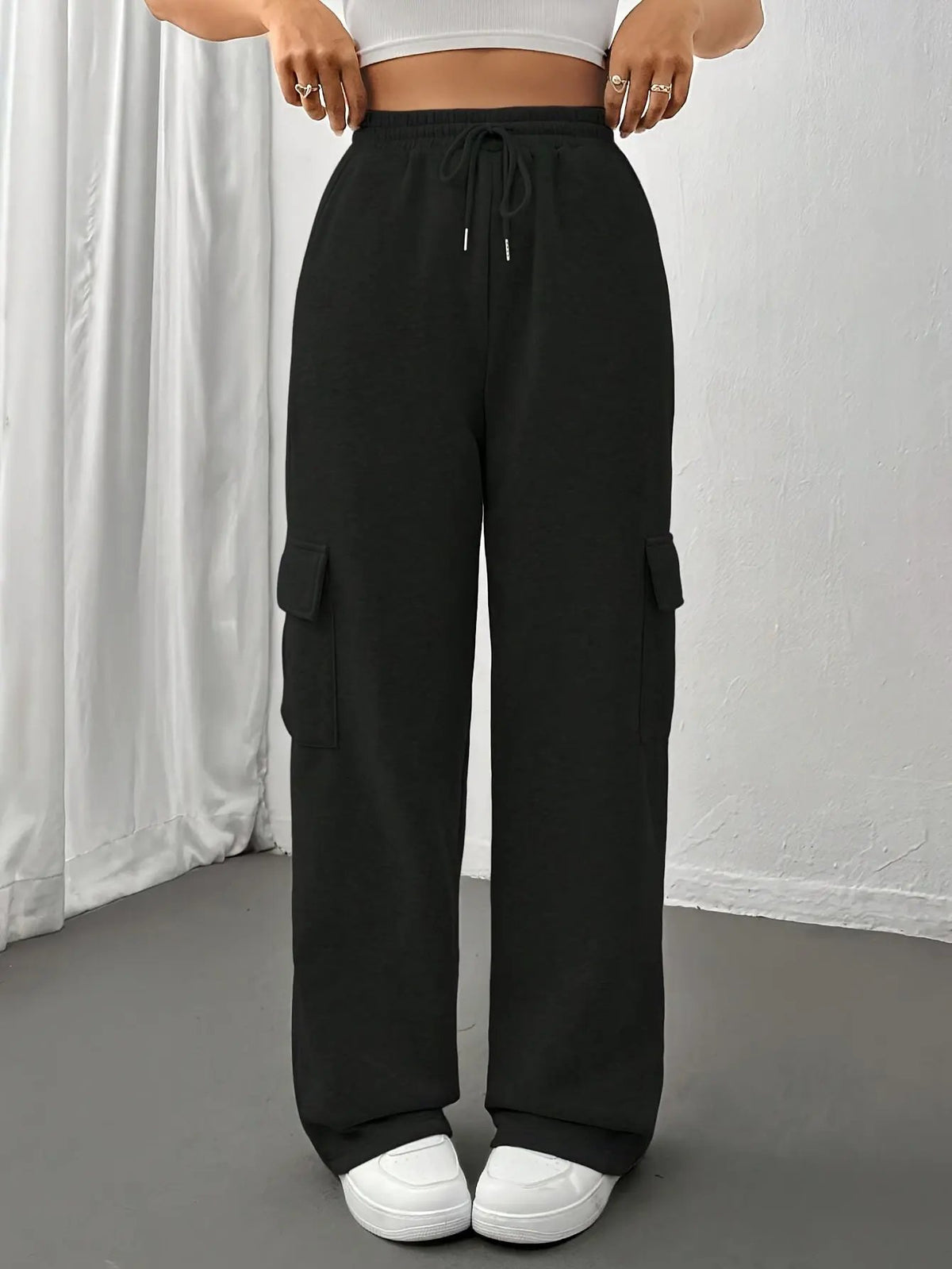 Women's Relaxed Cargo Sweatpants with Deep Pockets-Women's Trousers-Bellmaren-Light Grey-S-My Store