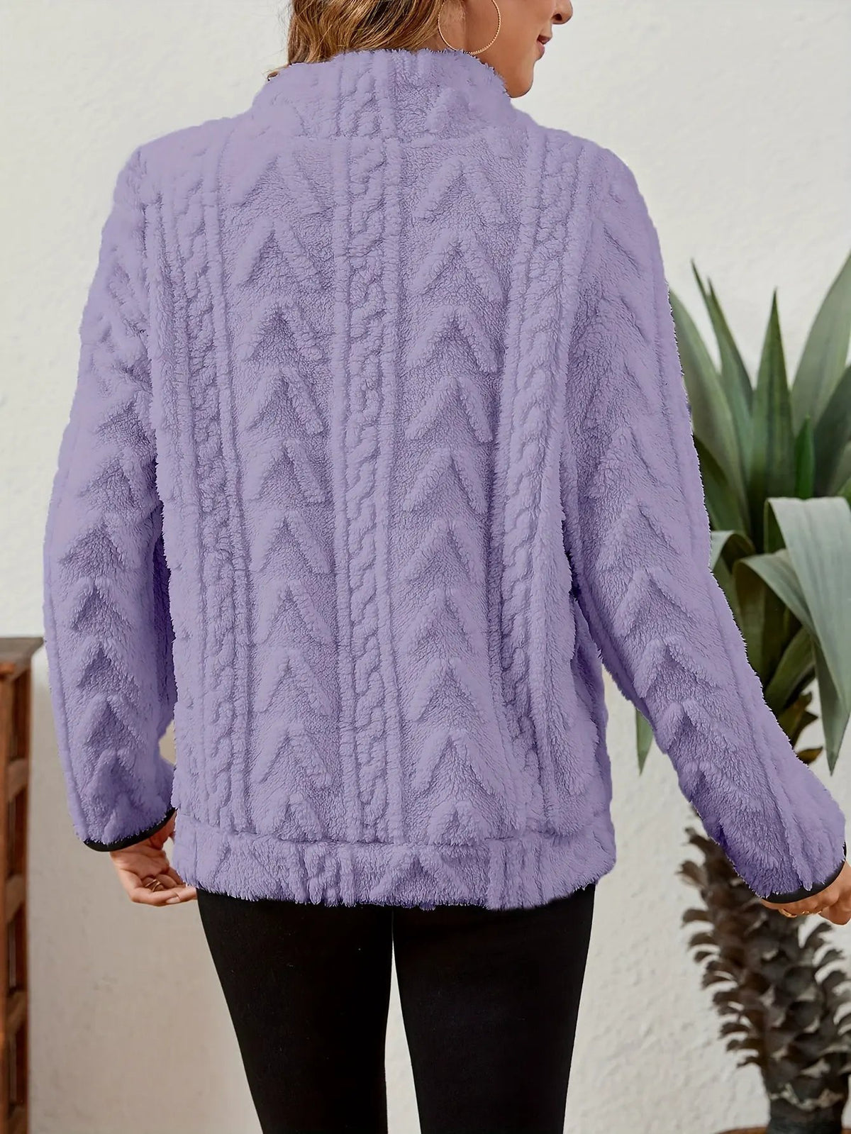 Textured Women's Half Zip Pullover Kangaroo Pocket-Women's Sweaters-Bellmaren-Burgundy-S-My Store