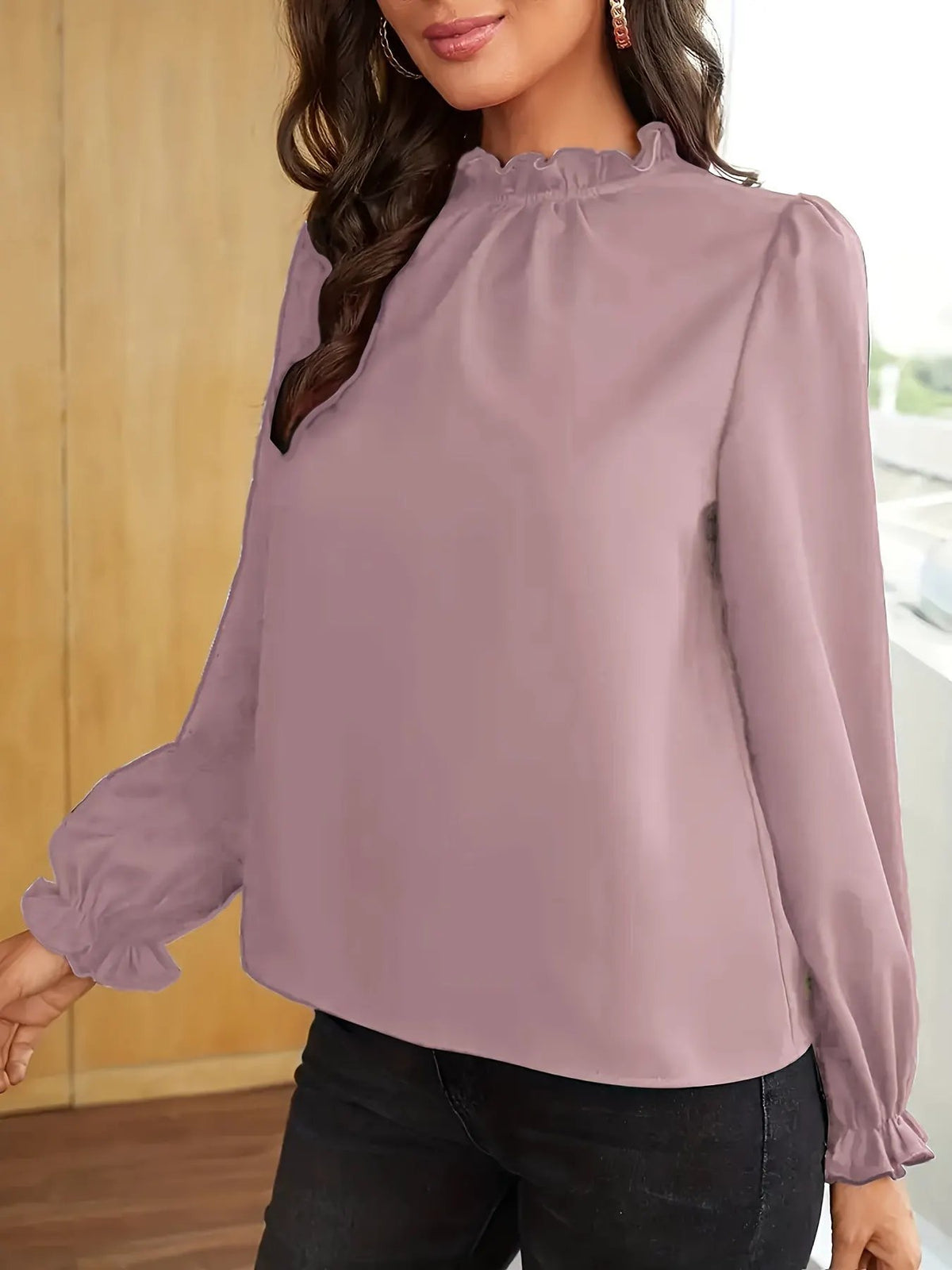 Tamsin | Ruffled High-Neck Puff Sleeve Blouse by My Store